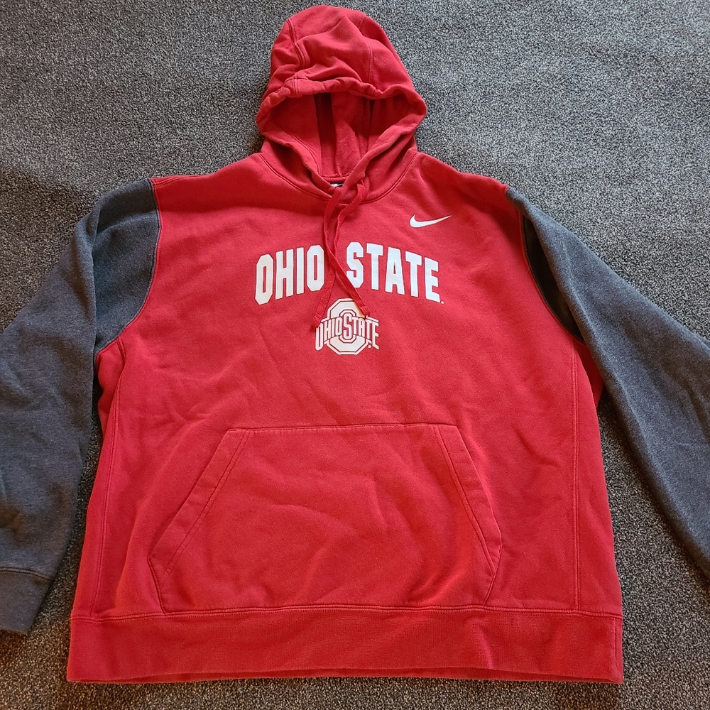 Mens Nike Ohio State Buckeyes Hoodie Size XL colliegate red and gray casual